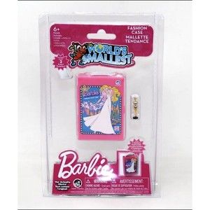 World's Smallest 1977 Style BARBIE FASHION CASE + 2 Mini Dolls Striped Swimsuit